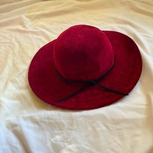 Red velour floppy hat